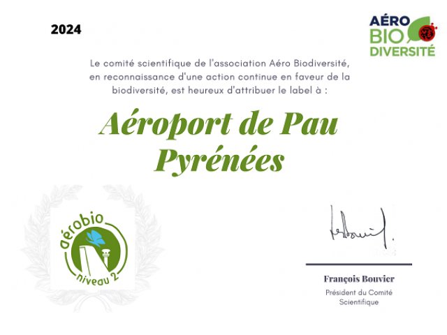 L'Aéroport obtient le label Aérobio niveau 2 L'Aéroport obtient le label Aérobio niveau 2